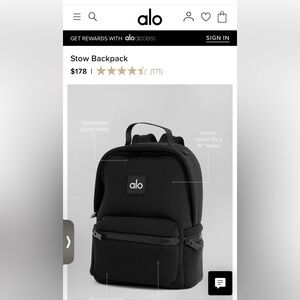 ALO Yoga Black Stow Backpack